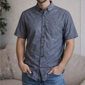 Hurley Short Sleeve Button-Up Shirt | Grey Chambray | Size S